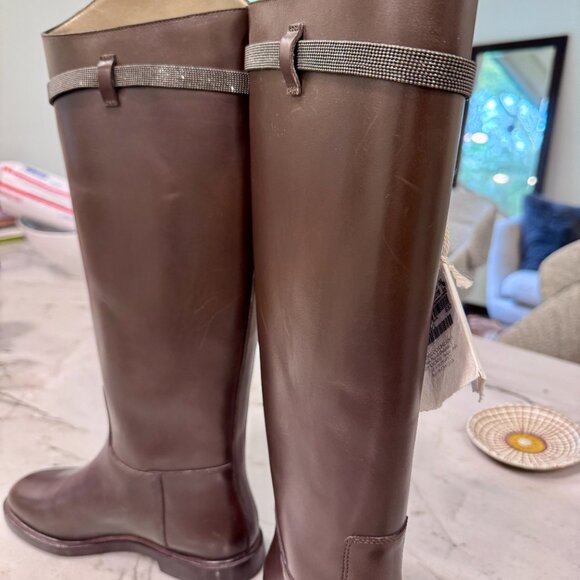 Brunello Cucinelli brown Leather Equestrian Riding Boots 36 - Picture 4 of 15
